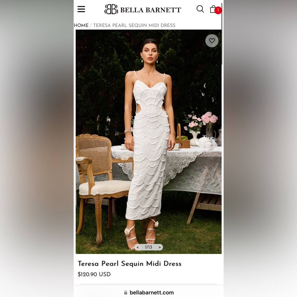 Bella Barnett - Teresa Pearl Sequin Midi Dress